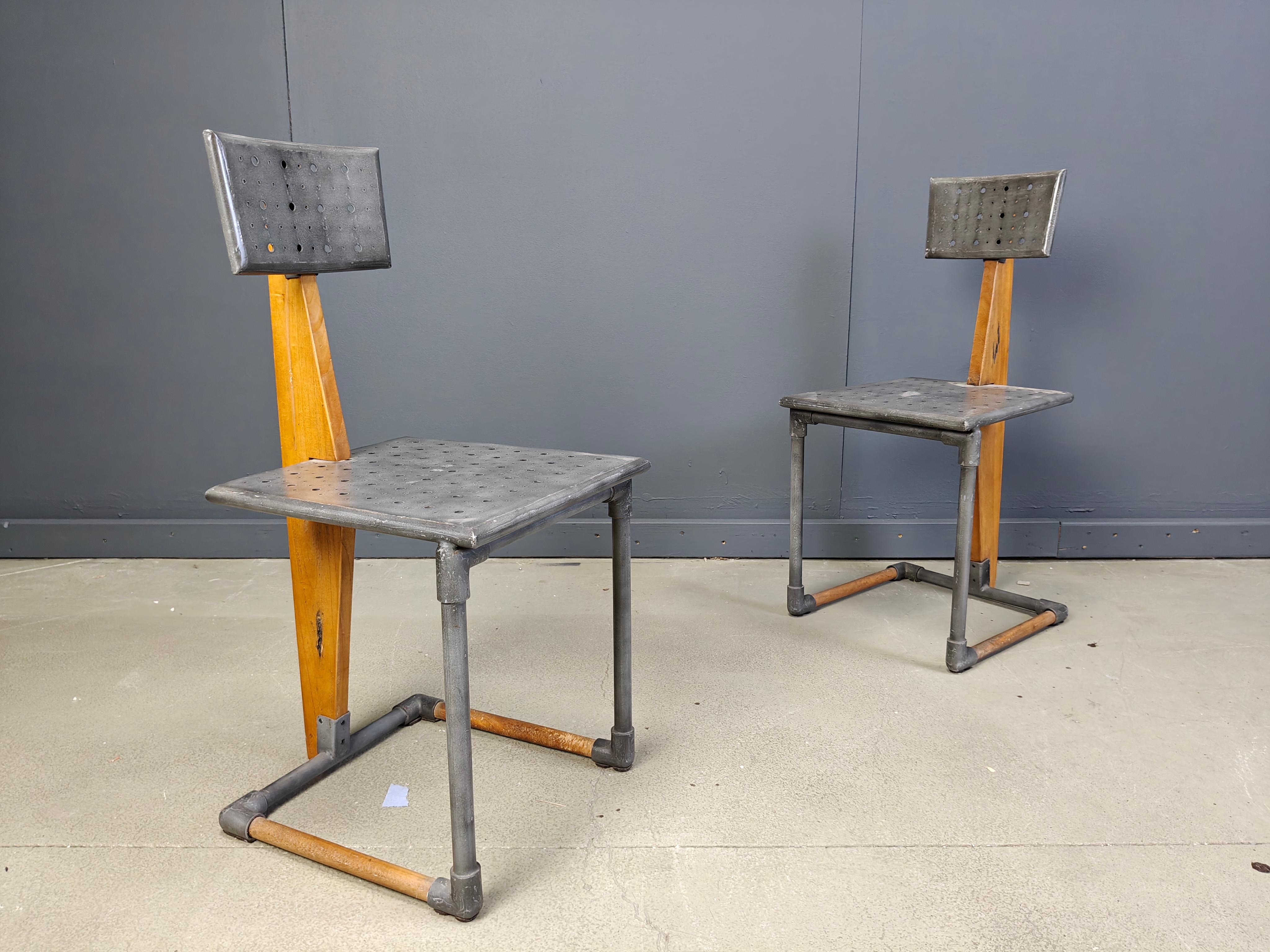 Chaises industrielles vintage, 1970 - ensemble de 4 Bon état - En vente à Leuven, Vlaams Gewest