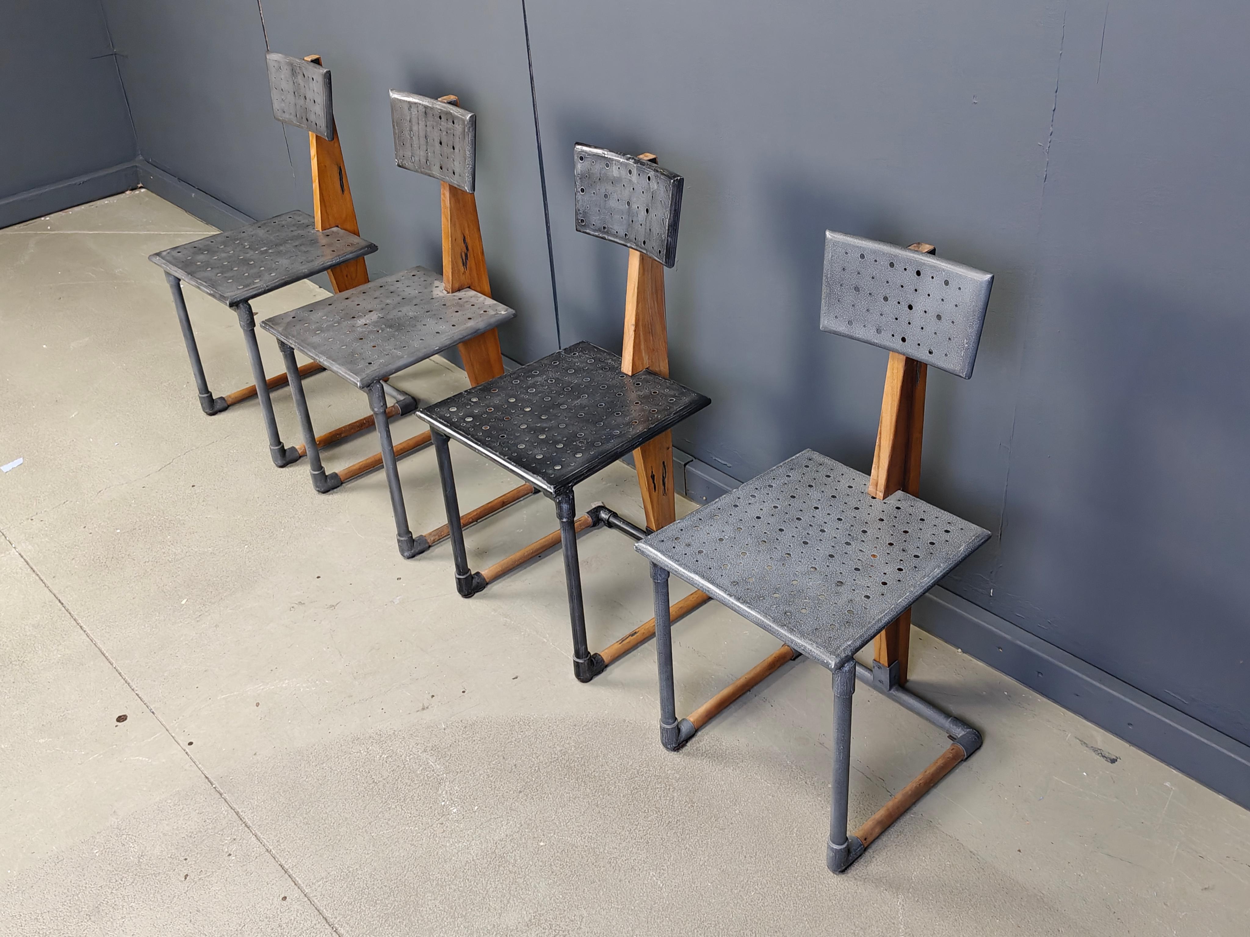 Fin du 20e siècle Chaises industrielles vintage, 1970 - ensemble de 4 en vente
