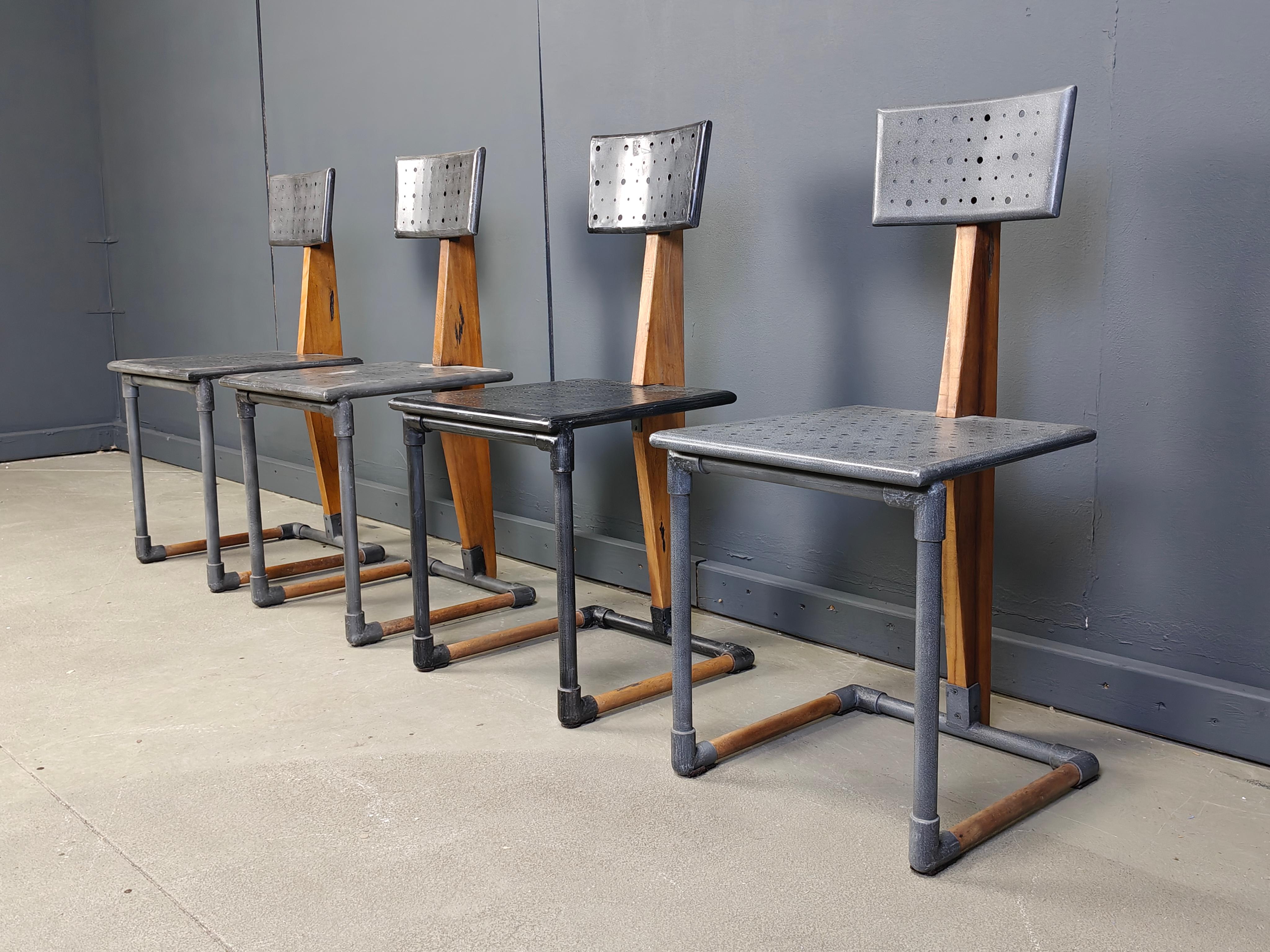 Métal Chaises industrielles vintage, 1970 - ensemble de 4 en vente