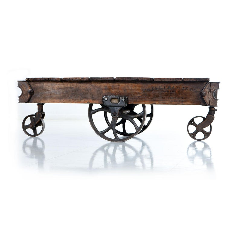 Vintage Industrial Charles Chas E Francis Co Rocker Rail Cart Coffee Table