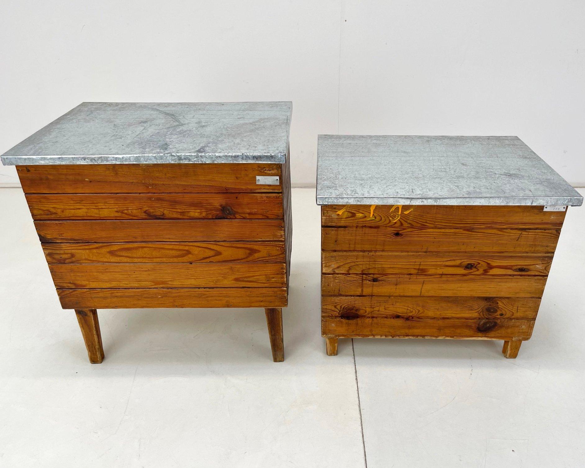 Czech Vintage Industrial Chests or Nightstands, 1950's For Sale