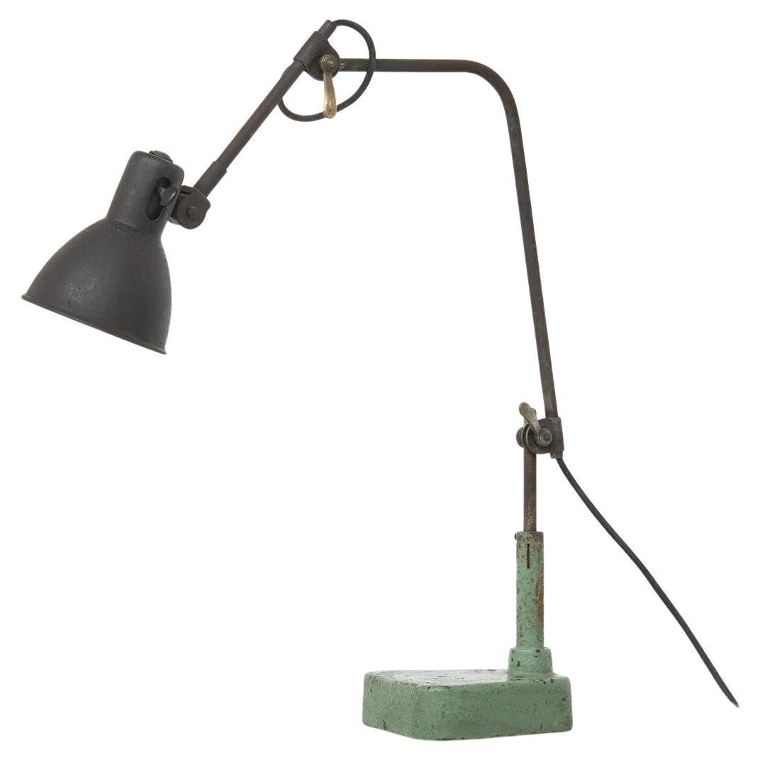 Vintage Industrial Pair of Adjustable Desk Lamps with Shades at 1stDibs