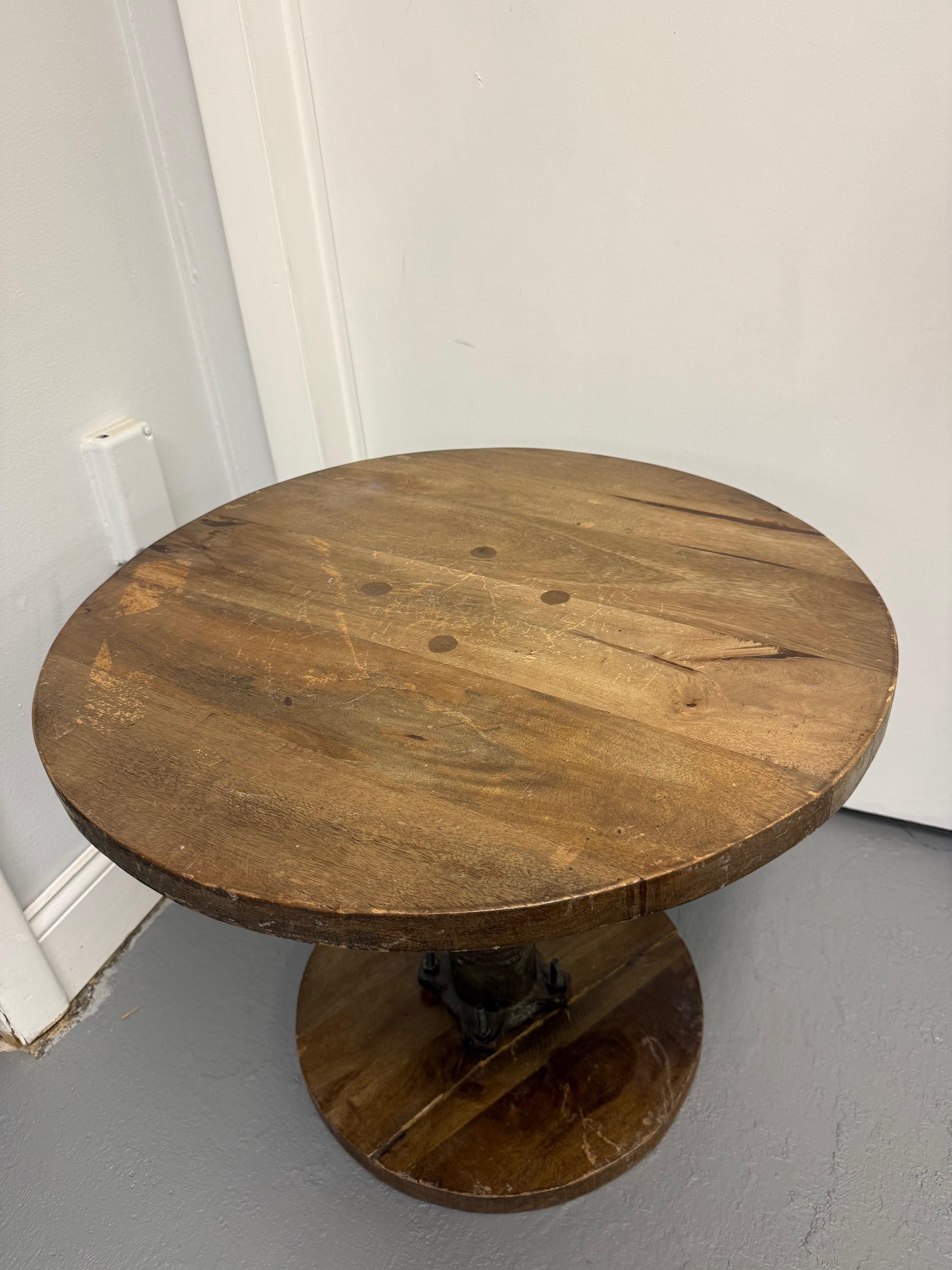 Vintage Industrial Chic Iron & Wood Water Pump Side Table. For Sale 6
