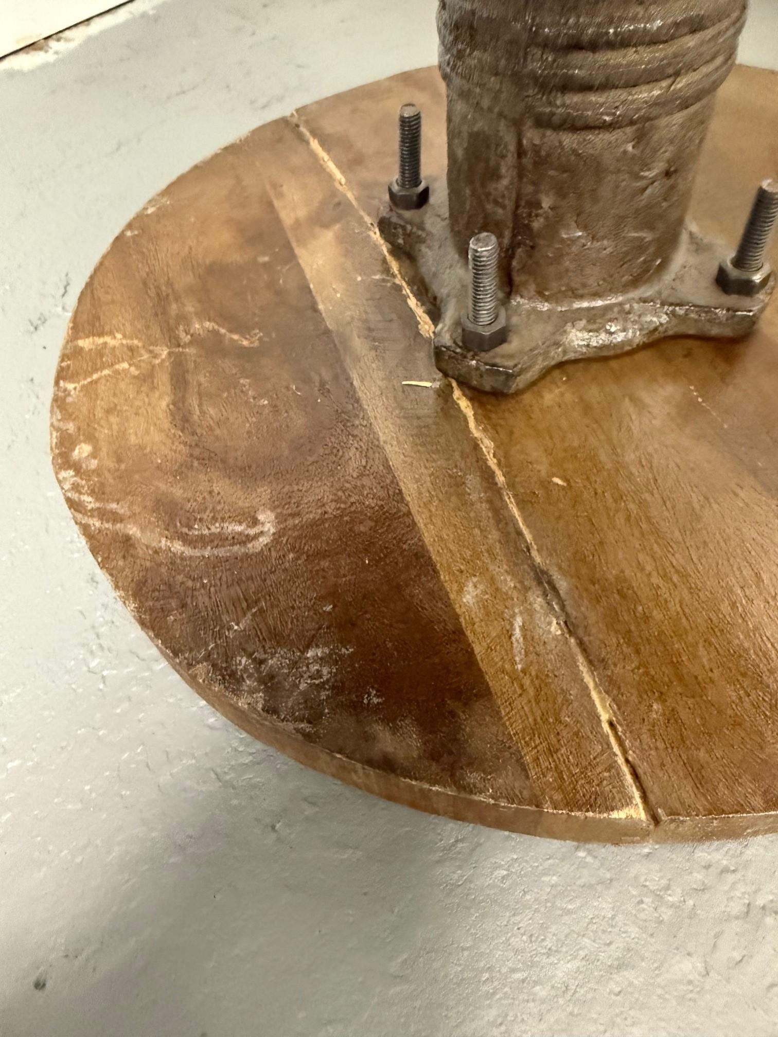 Vintage Industrial Chic Iron & Wood Water Pump Side Table. For Sale 9