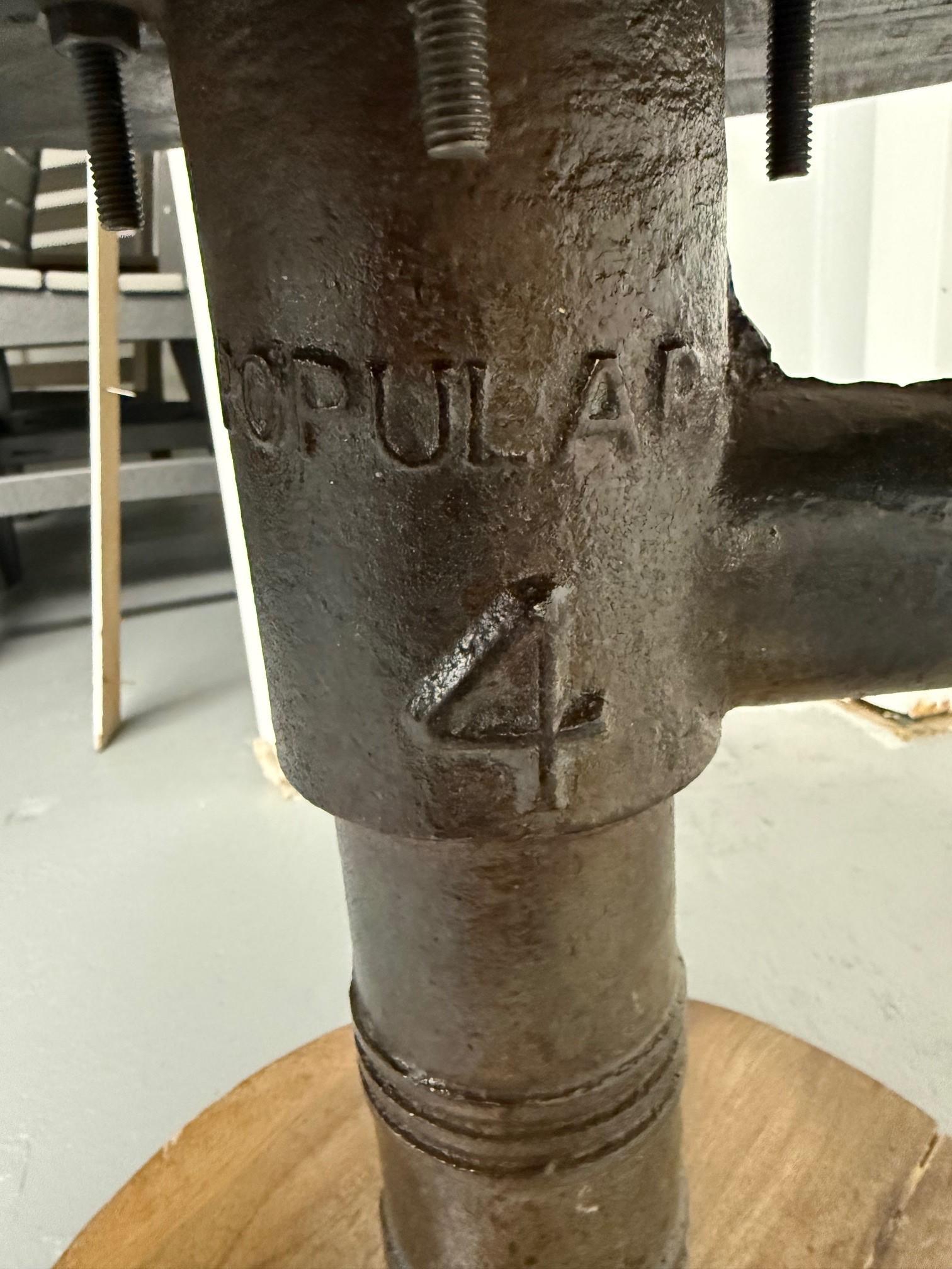 Vintage Industrial Chic Iron & Wood Water Pump Side Table. For Sale 3