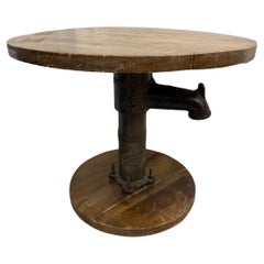 Vintage Industrial Chic Iron & Wood Water Pump Side Table.
