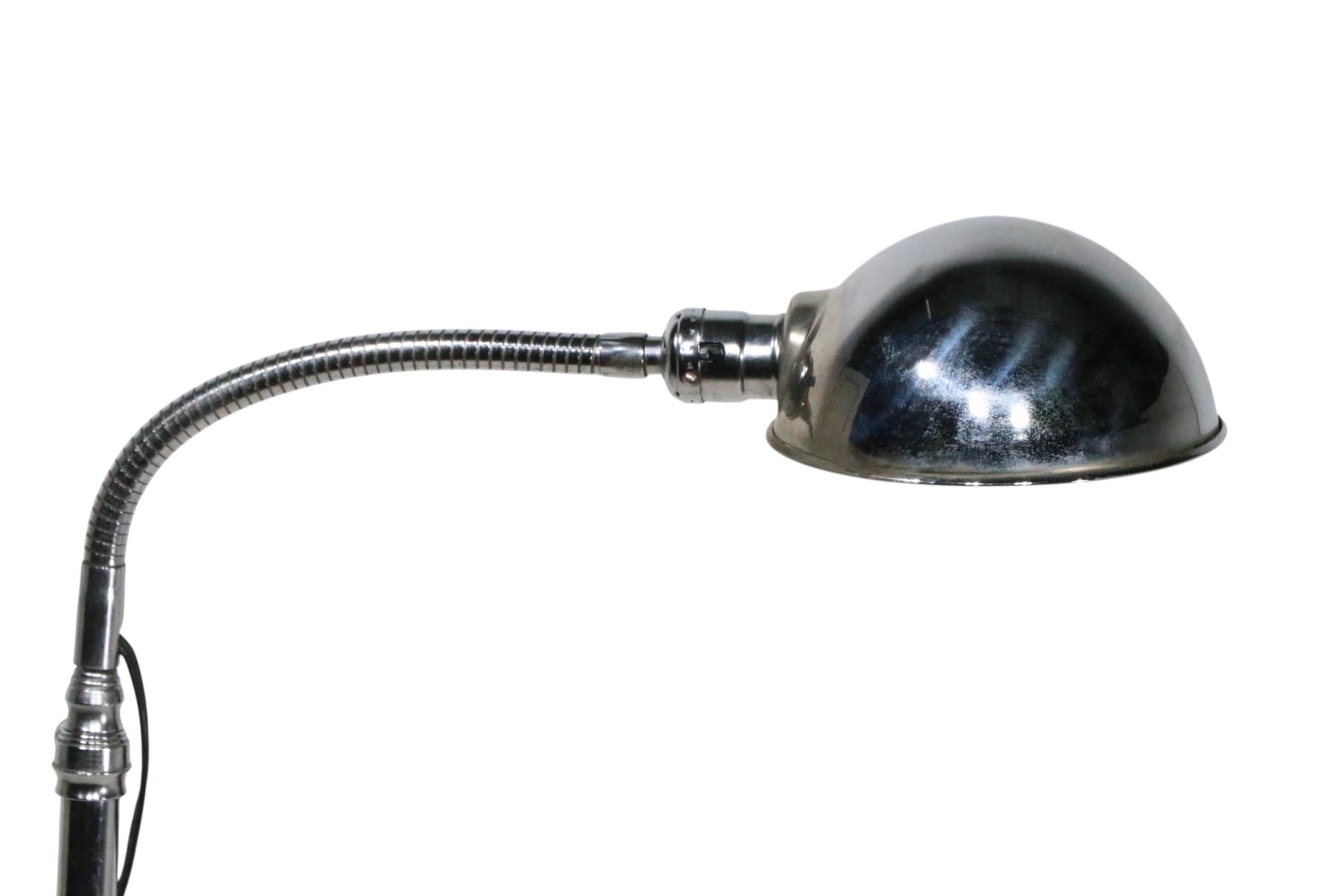 Vintage Industrial Chrome and Aluminum Gooseneck Floor Lamp c 1950/60's For Sale 7