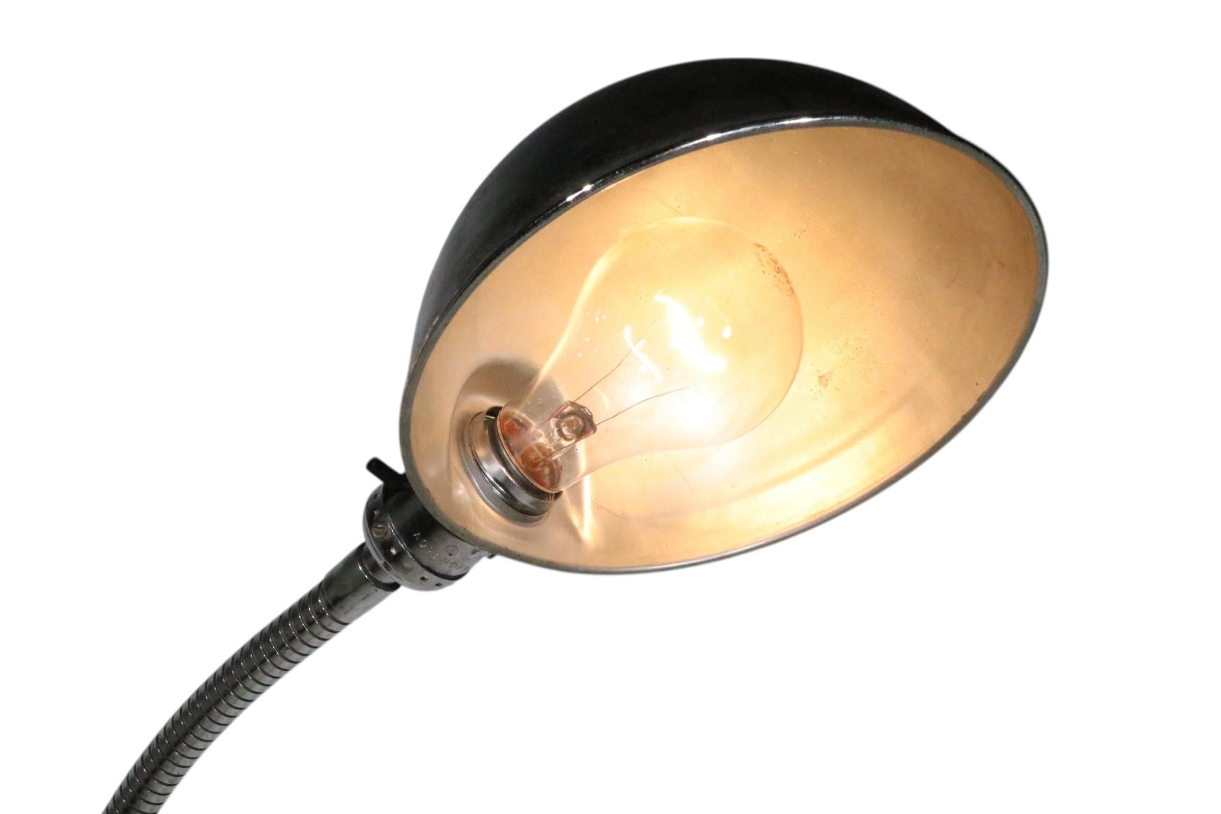 Vintage Industrial Chrome and Aluminum Gooseneck Floor Lamp c 1950/60's For Sale 8