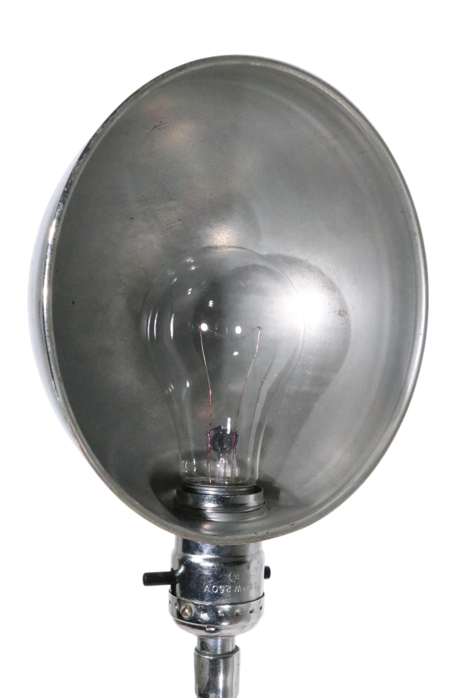 Vintage Industrial Chrome and Aluminum Gooseneck Floor Lamp c 1950/60's For Sale 9
