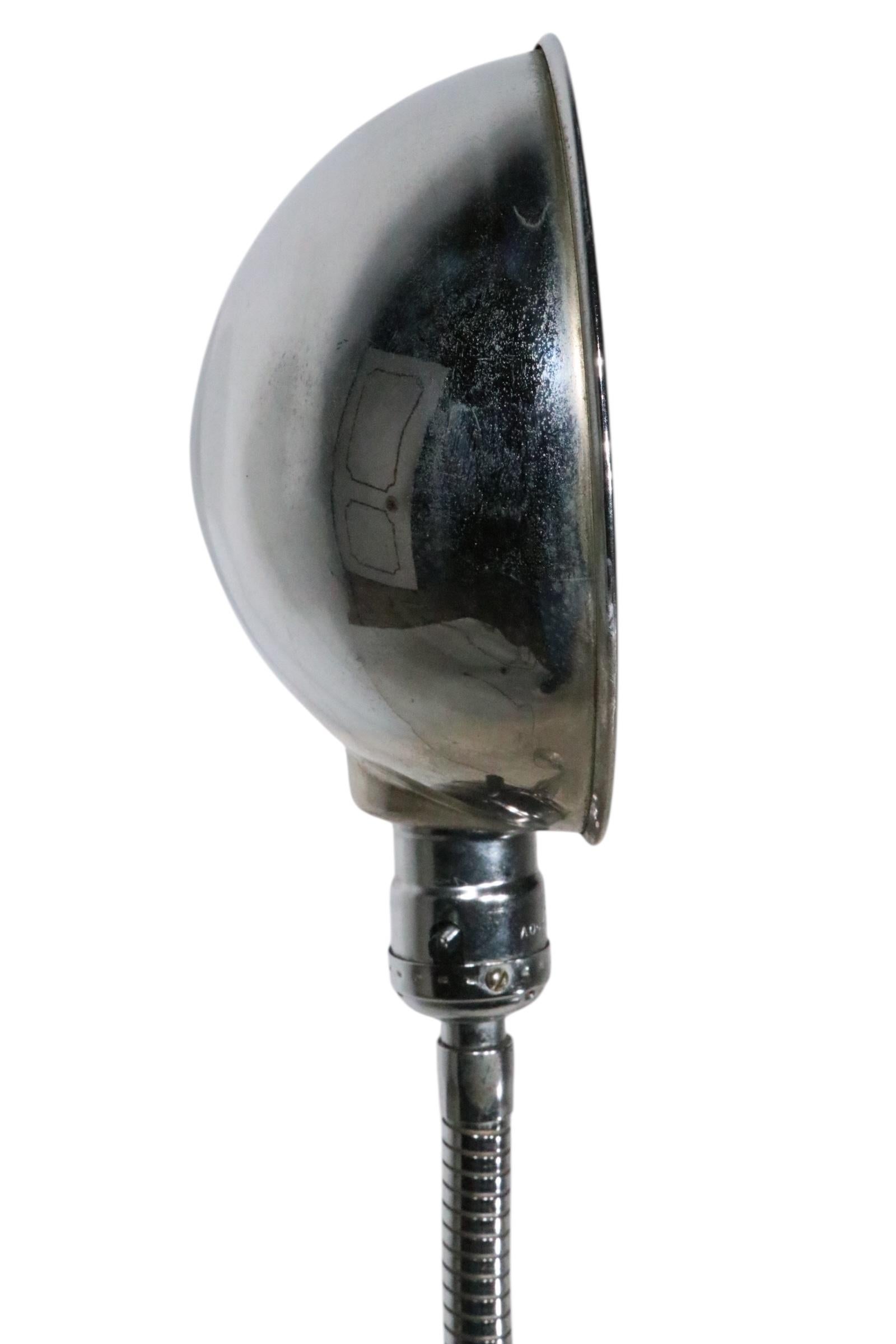 Vintage Industrial Chrome and Aluminum Gooseneck Floor Lamp c 1950/60's For Sale 10