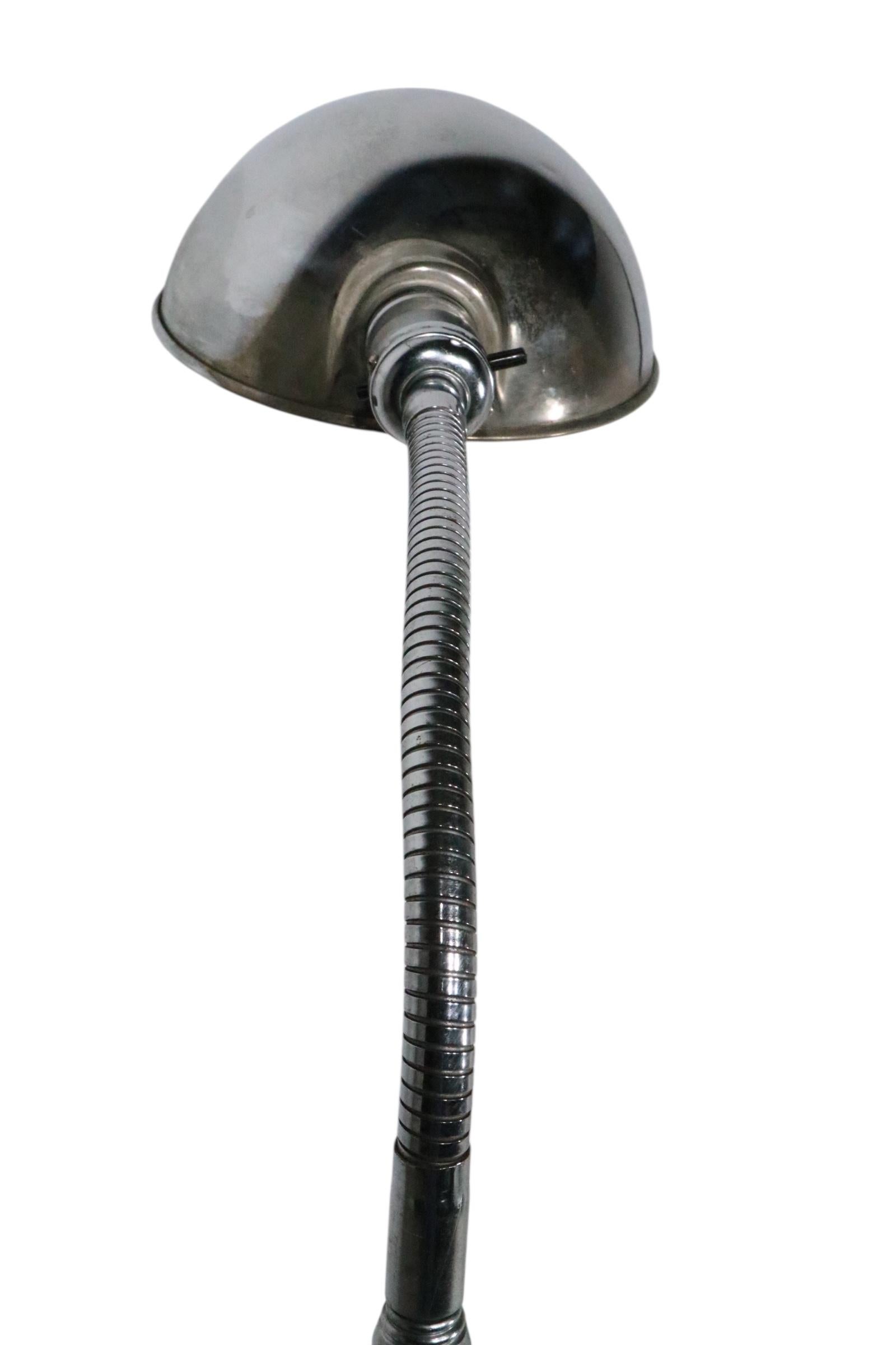 Vintage Industrial Chrome and Aluminum Gooseneck Floor Lamp c 1950/60's For Sale 11