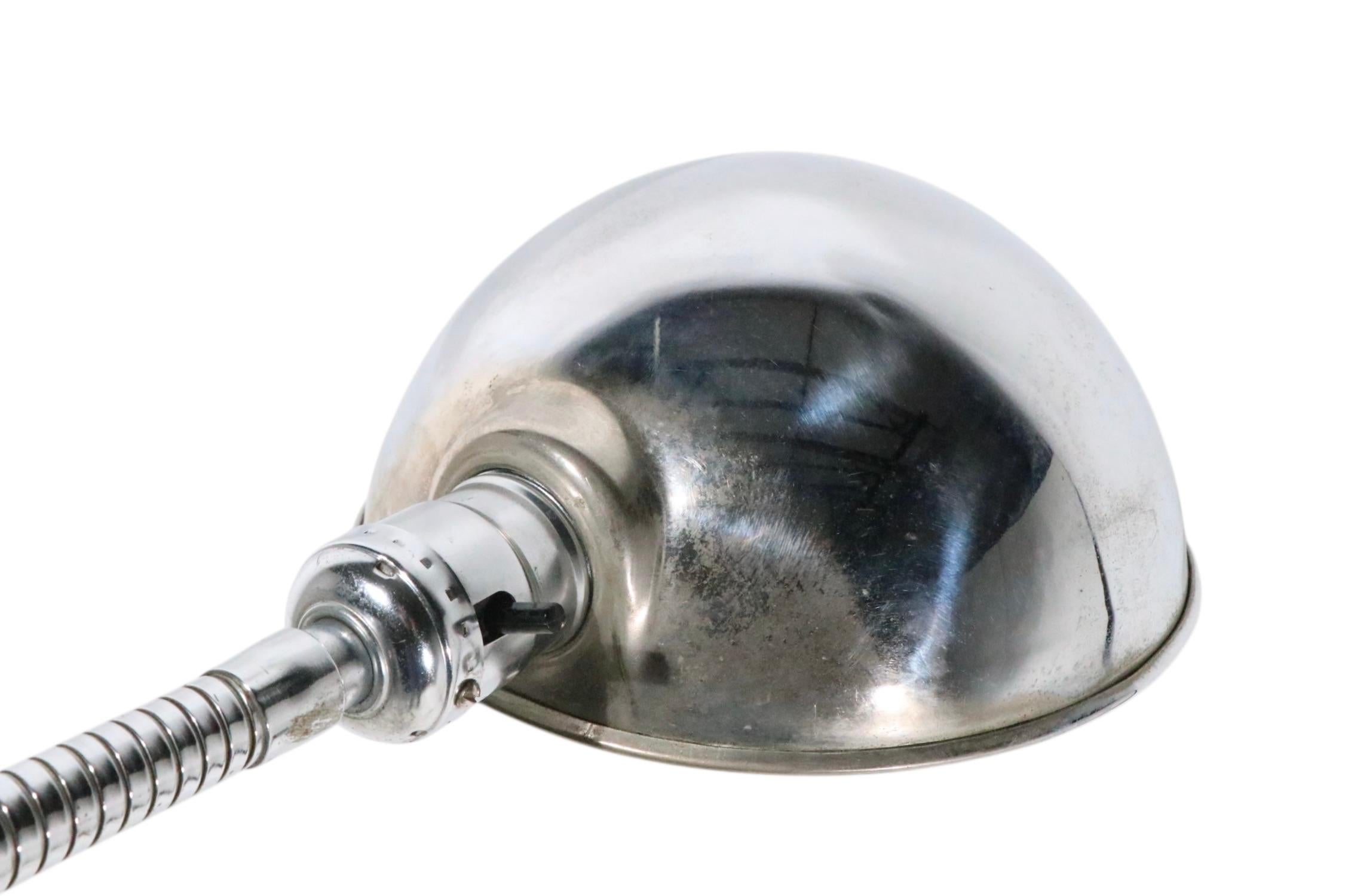 Vintage Industrial Chrome and Aluminum Gooseneck Floor Lamp c 1950/60's For Sale 3