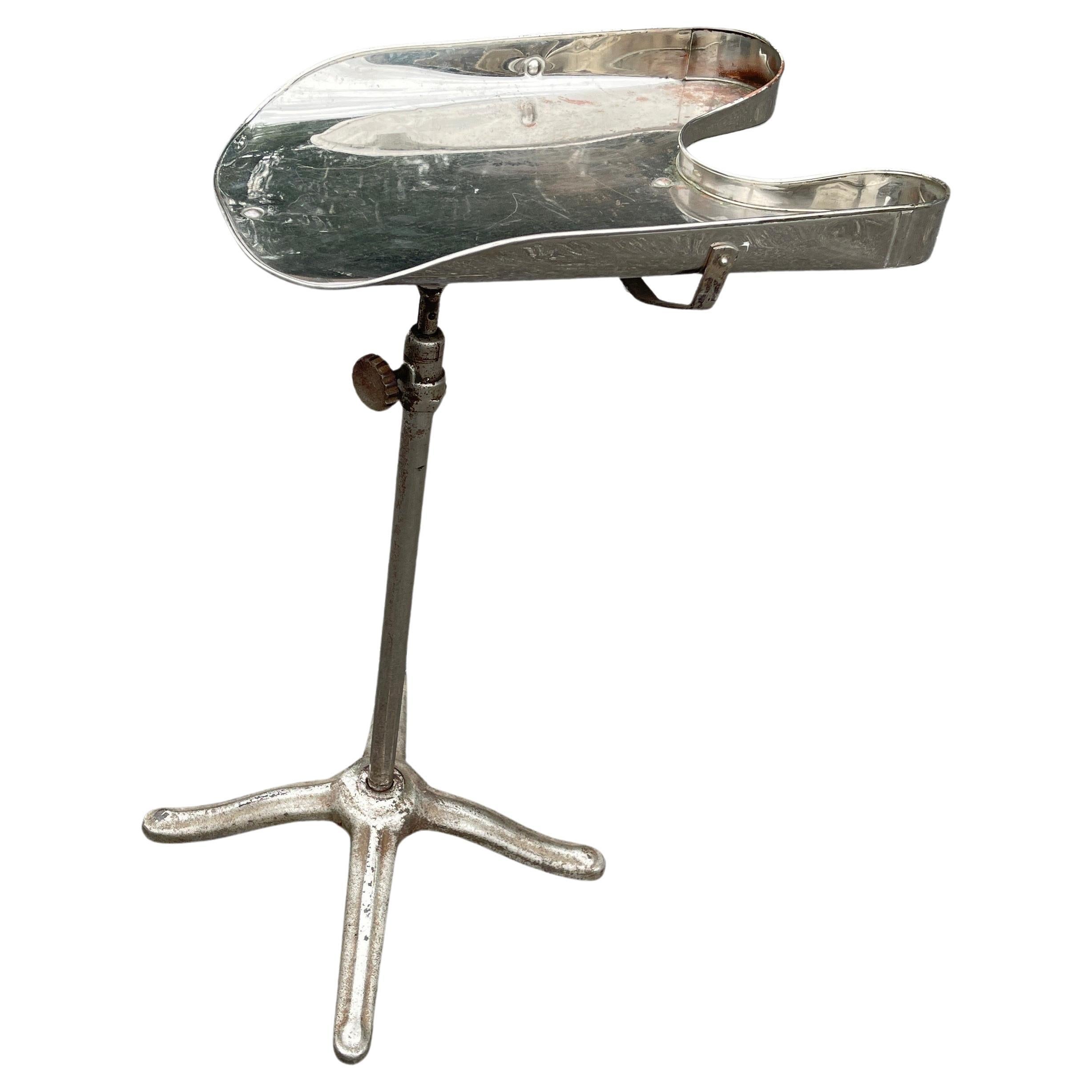 Vintage Industrial Chrome Hair Salon Stand Side Table For Sale at 1stDibs