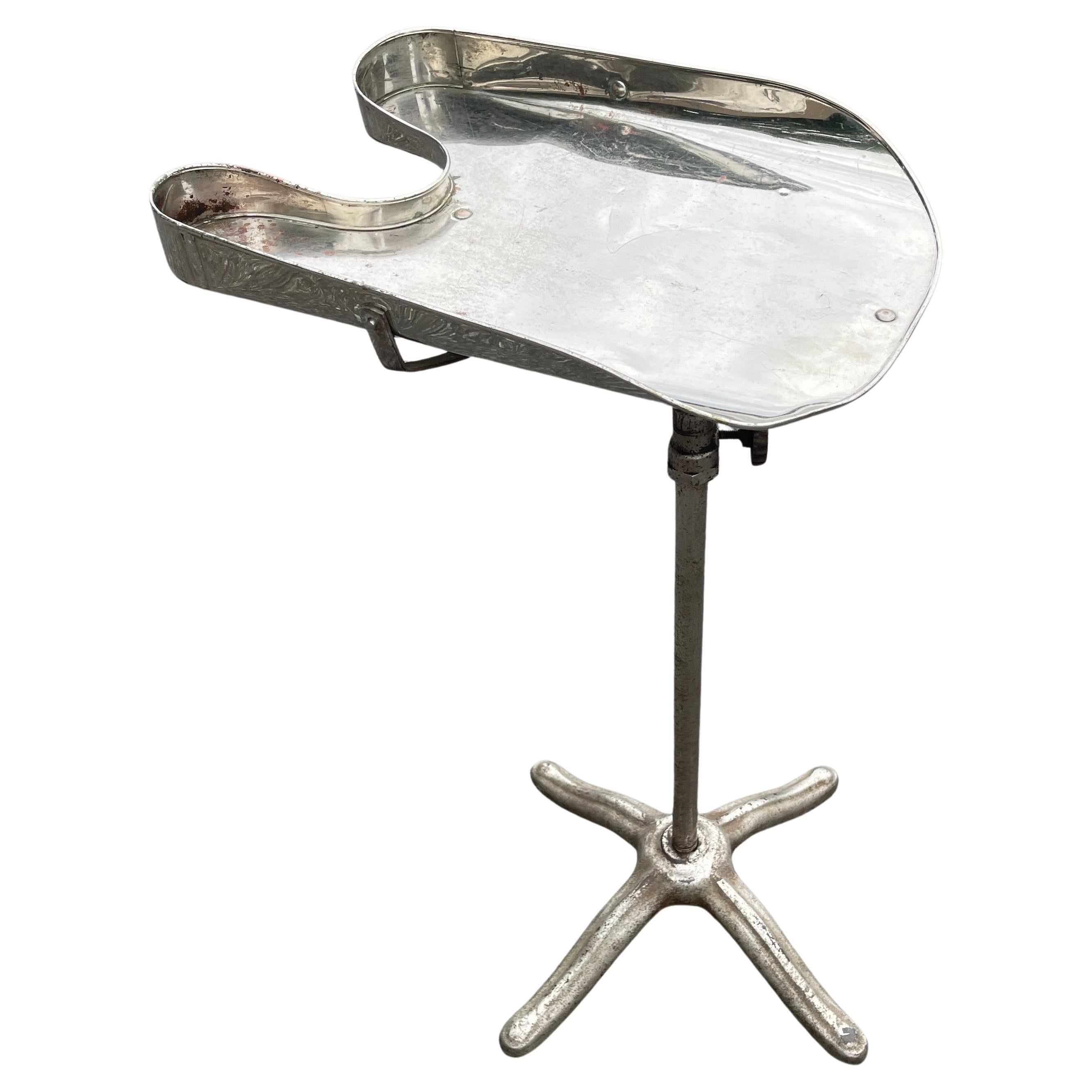 Vintage Industrial Chrome Hair Salon Stand Side Table