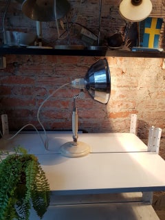 Vintage Industrial Chrome Table Stand Wall Lamp