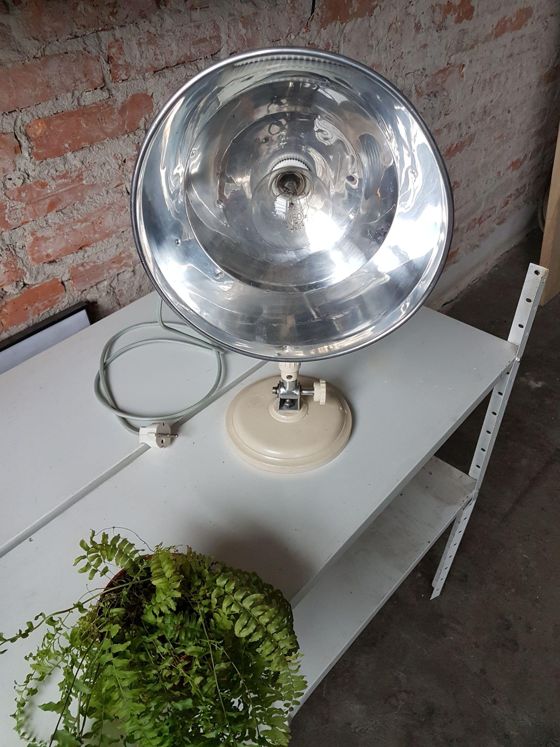 Polished Vintage Industrial Chrome Table Stand Wall Lamp For Sale