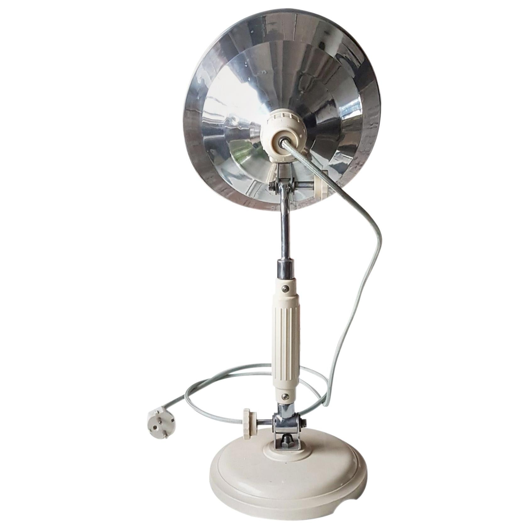 Vintage Industrial Chrome Table Stand Wall Lamp For Sale