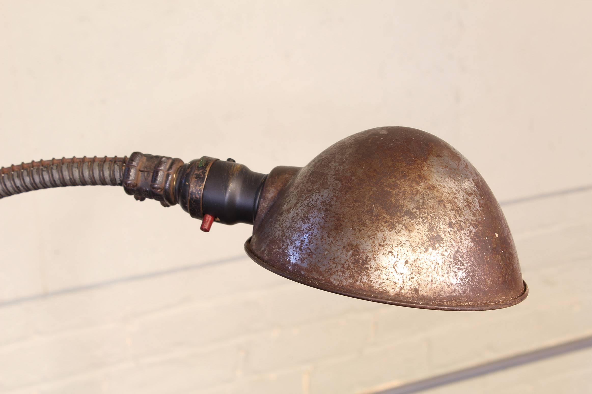 Vintage Industrial Clerk's Desk with Adjustable Task-Light 9