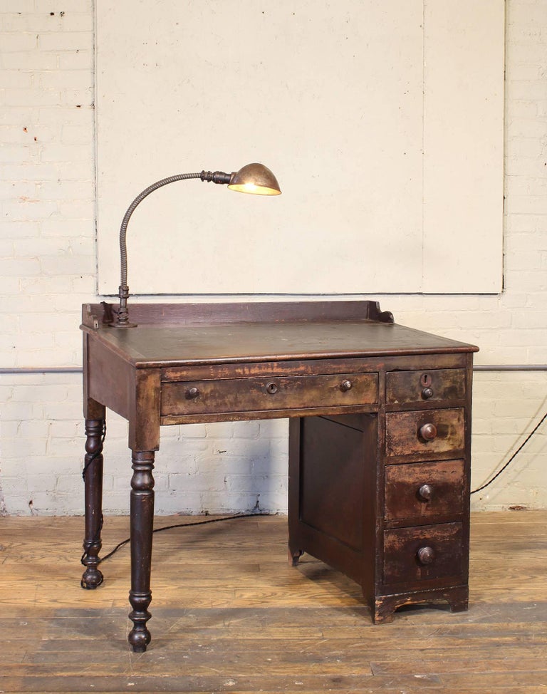 Vintage Industrial Clerk S Desk Workbench With Adjustable Goose