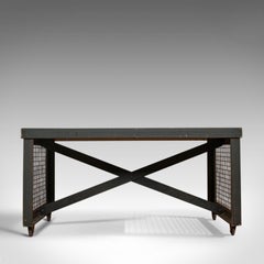 Vintage Industrial Coffee Table, English, Handmade, Steel, Oak, 20th Century