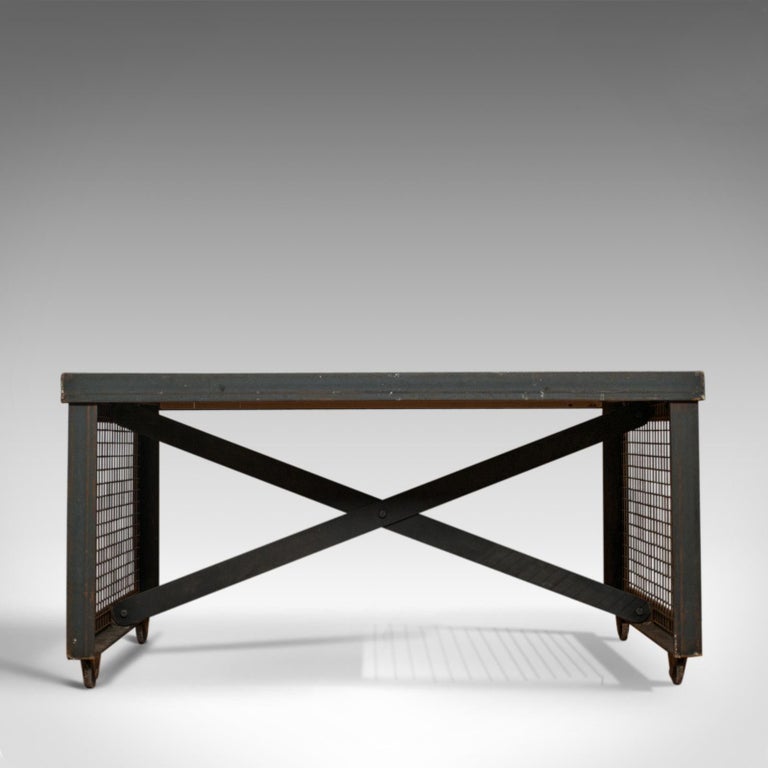 Vintage Industrial Coffee Table, English, Handmade, Steel, Oak, 20th