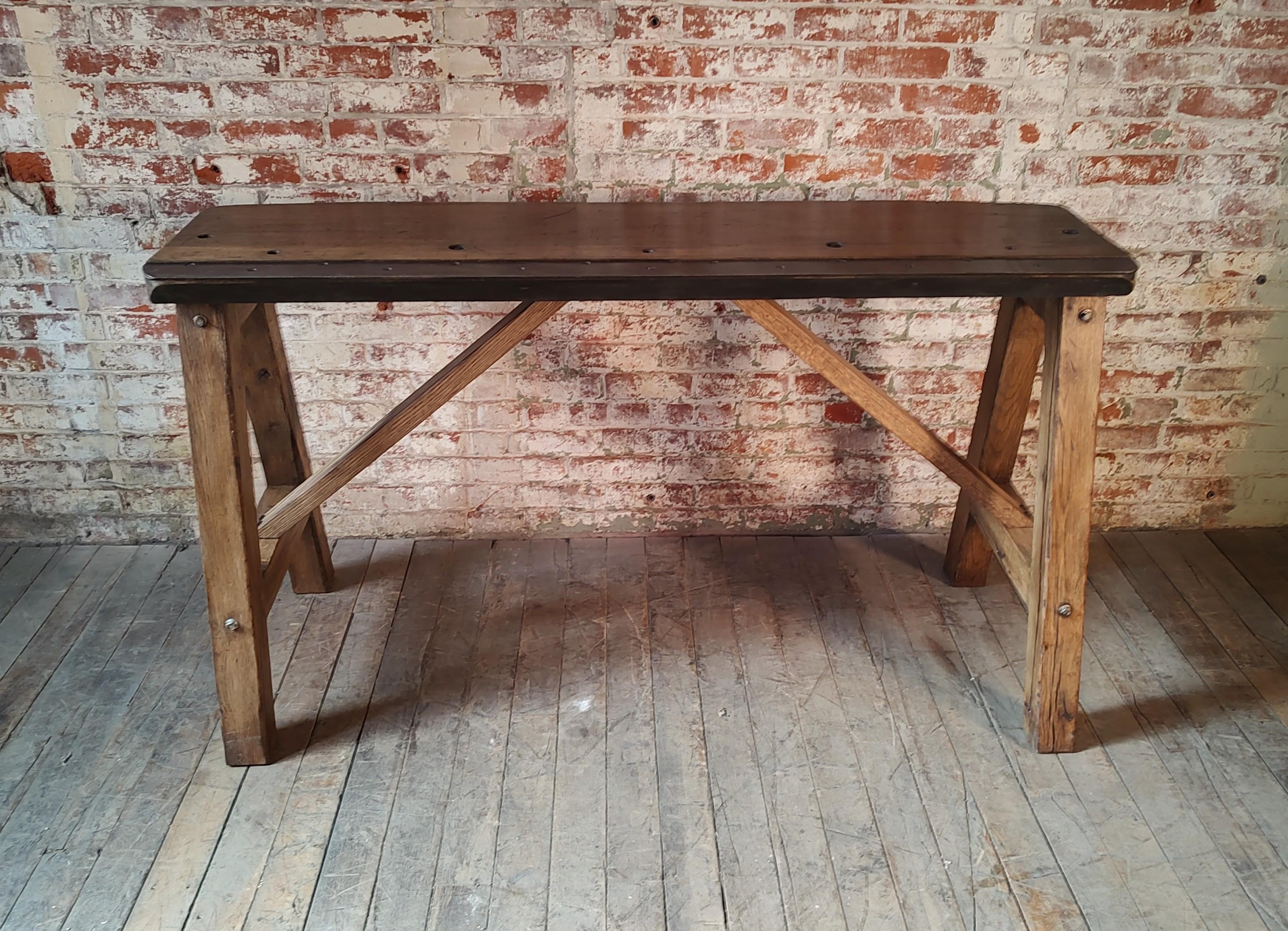 American Vintage Industrial Console / Display Table For Sale