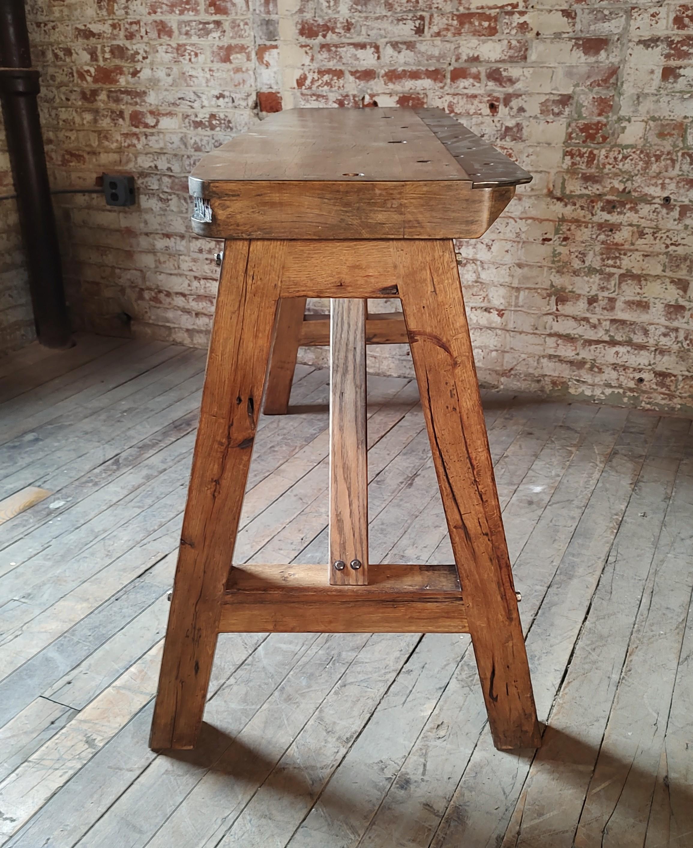 Steel Vintage Industrial Console / Display Table For Sale