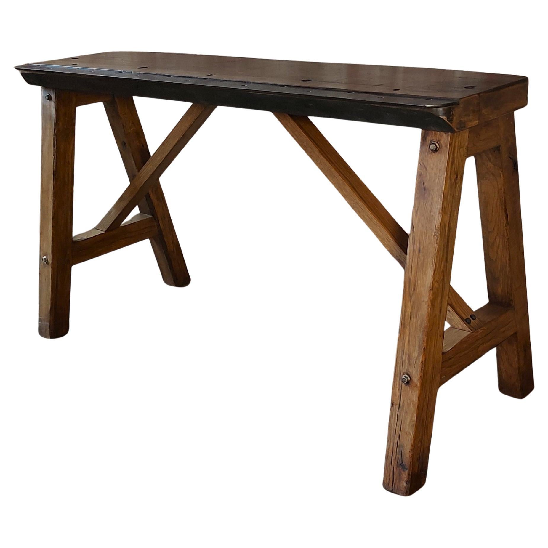 Vintage Industrial Console / Display Table For Sale