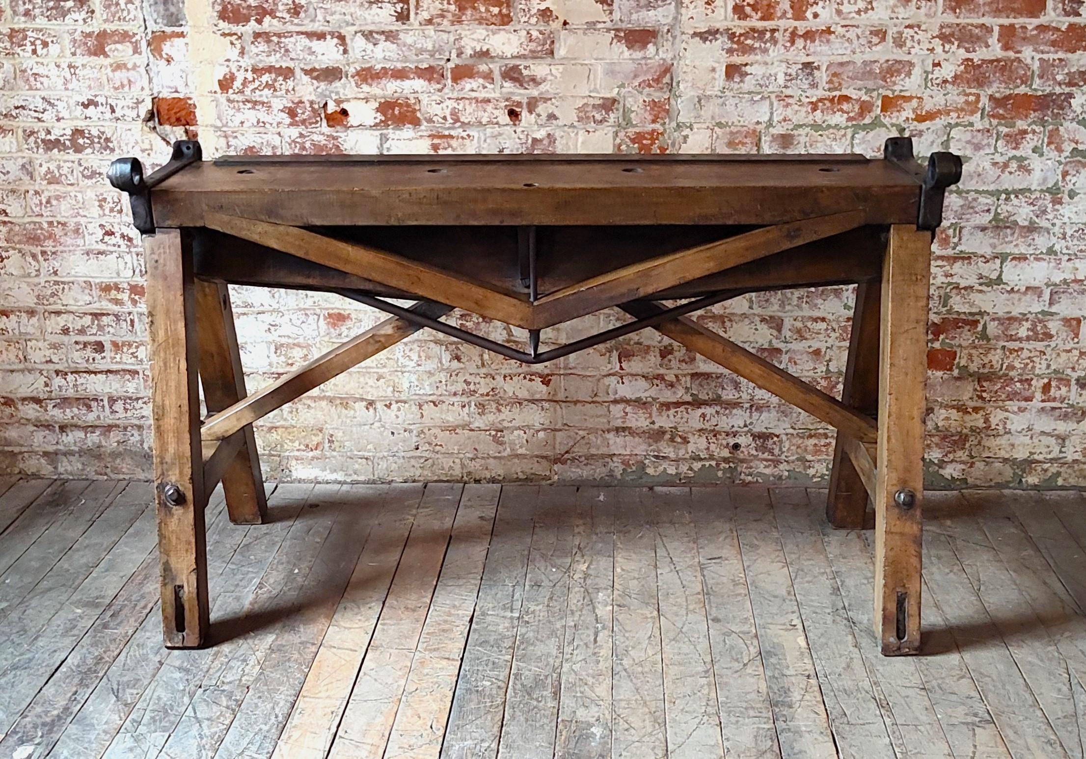 American Vintage Industrial Console / Sofa Table For Sale