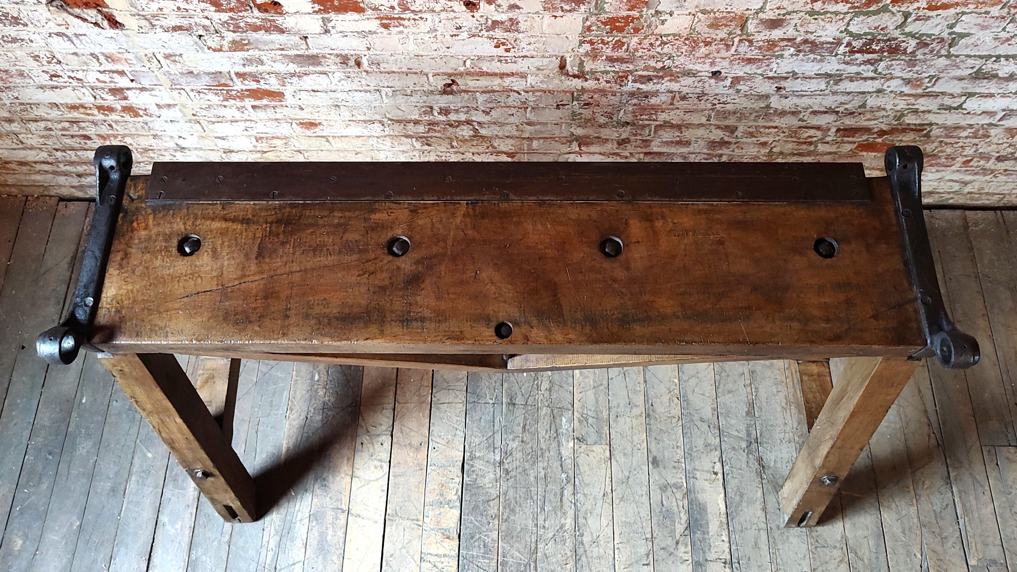 Steel Vintage Industrial Console / Sofa Table For Sale