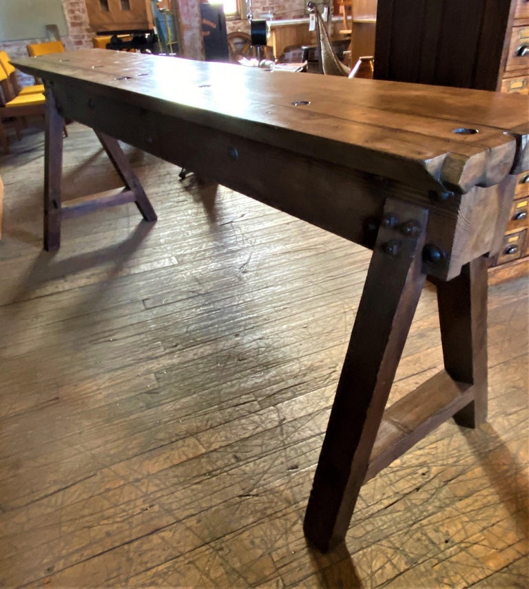 Vintage Industrial Console Table For Sale at 1stDibs
