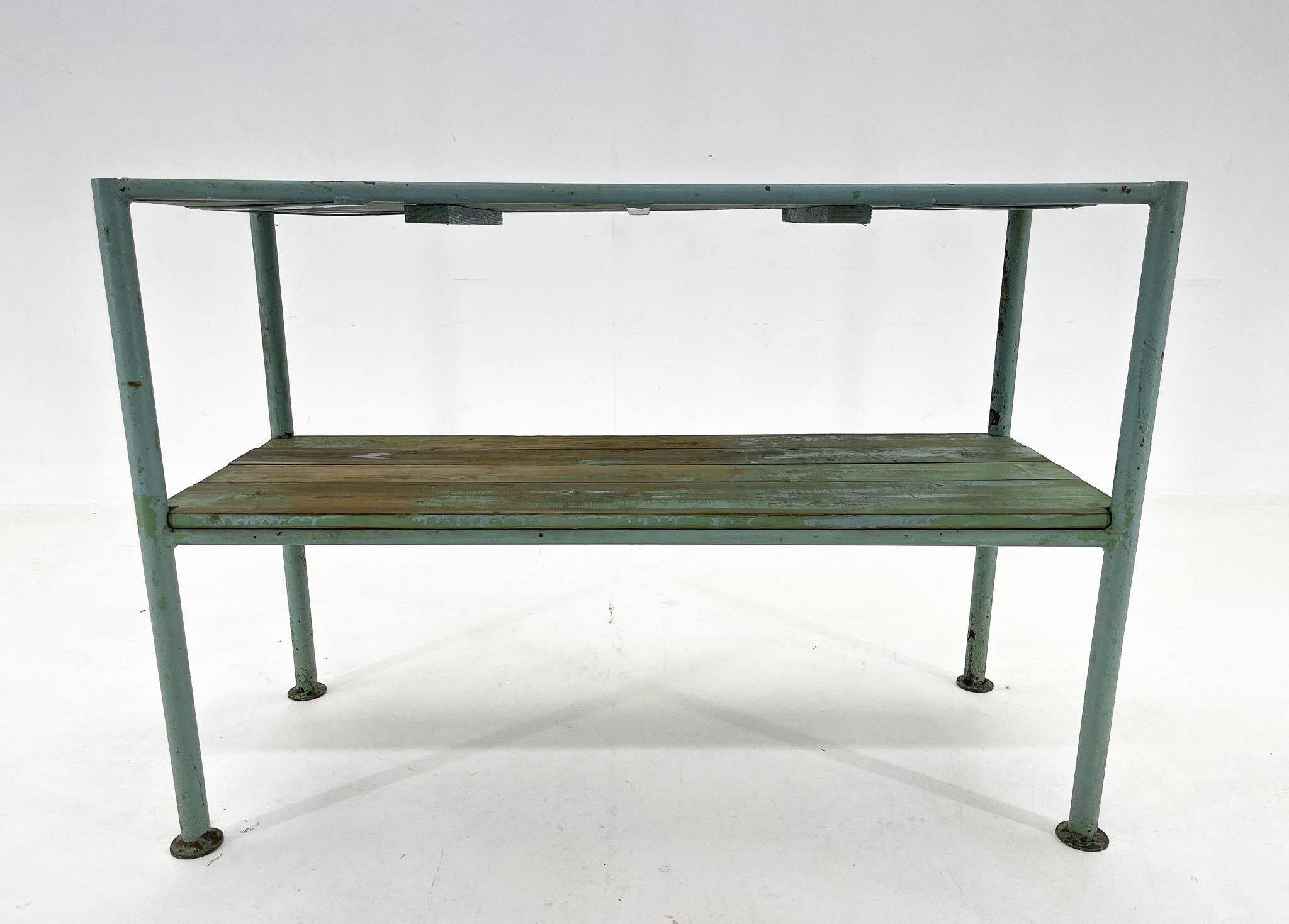 20th Century Vintage Industrial Console Table or Side Table with Original Paint For Sale