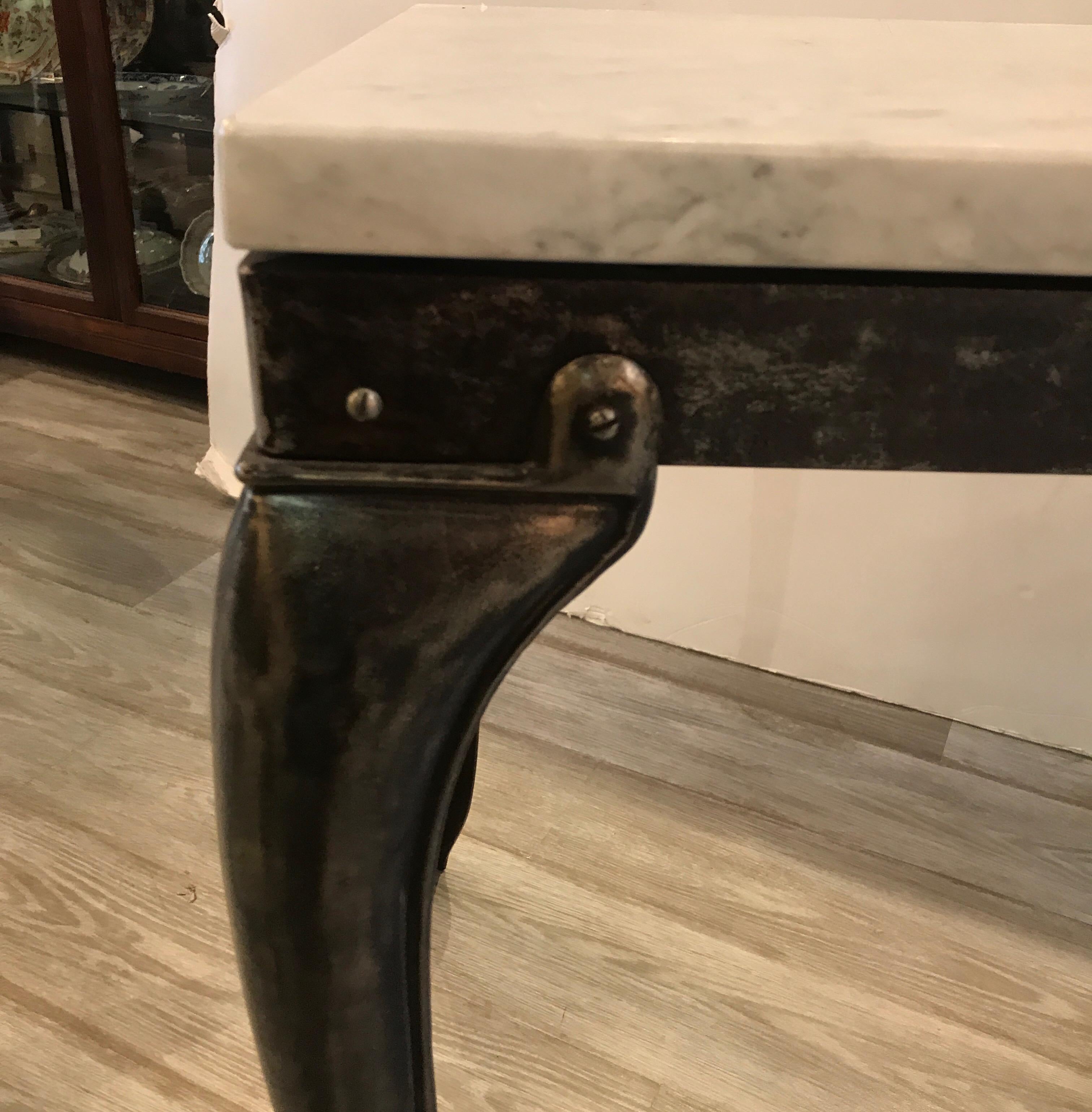 Vintage Industrial Console Table with Marble-Top (Stahl)