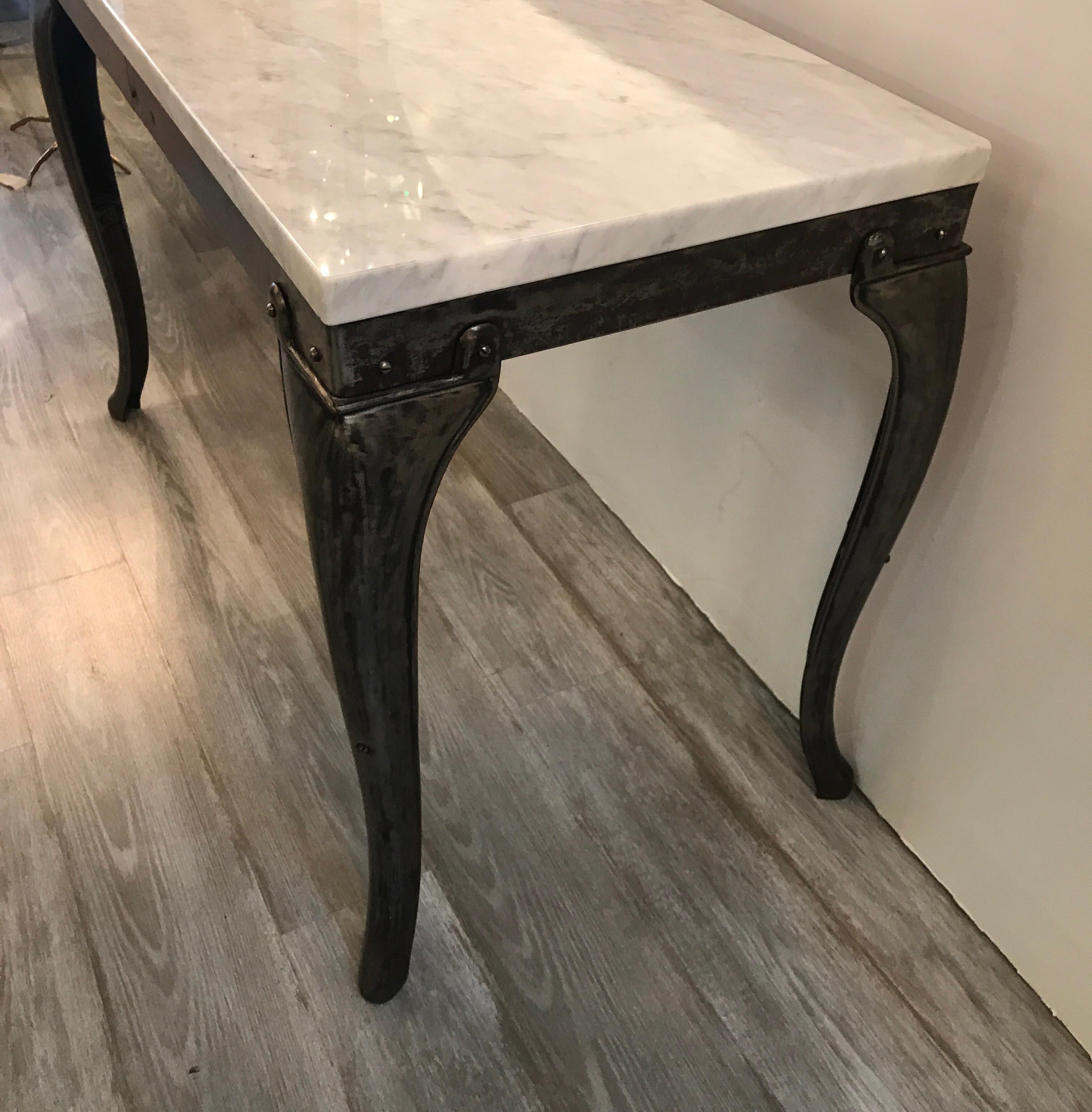 Vintage Industrial Console Table with Marble-Top 1