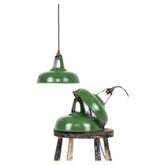 Vintage Industrial Coolicon Green Enamel Factory Pendant Light, C.1930