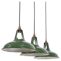 Industrielle Coolicon-Hängelampe aus grüner Emaille, um 1930
