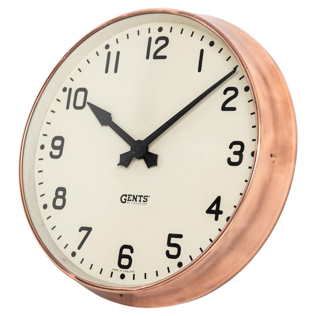 Vintage Industrial Copper Gents of Leicester Factory Railway Wall Clock c. 1930
