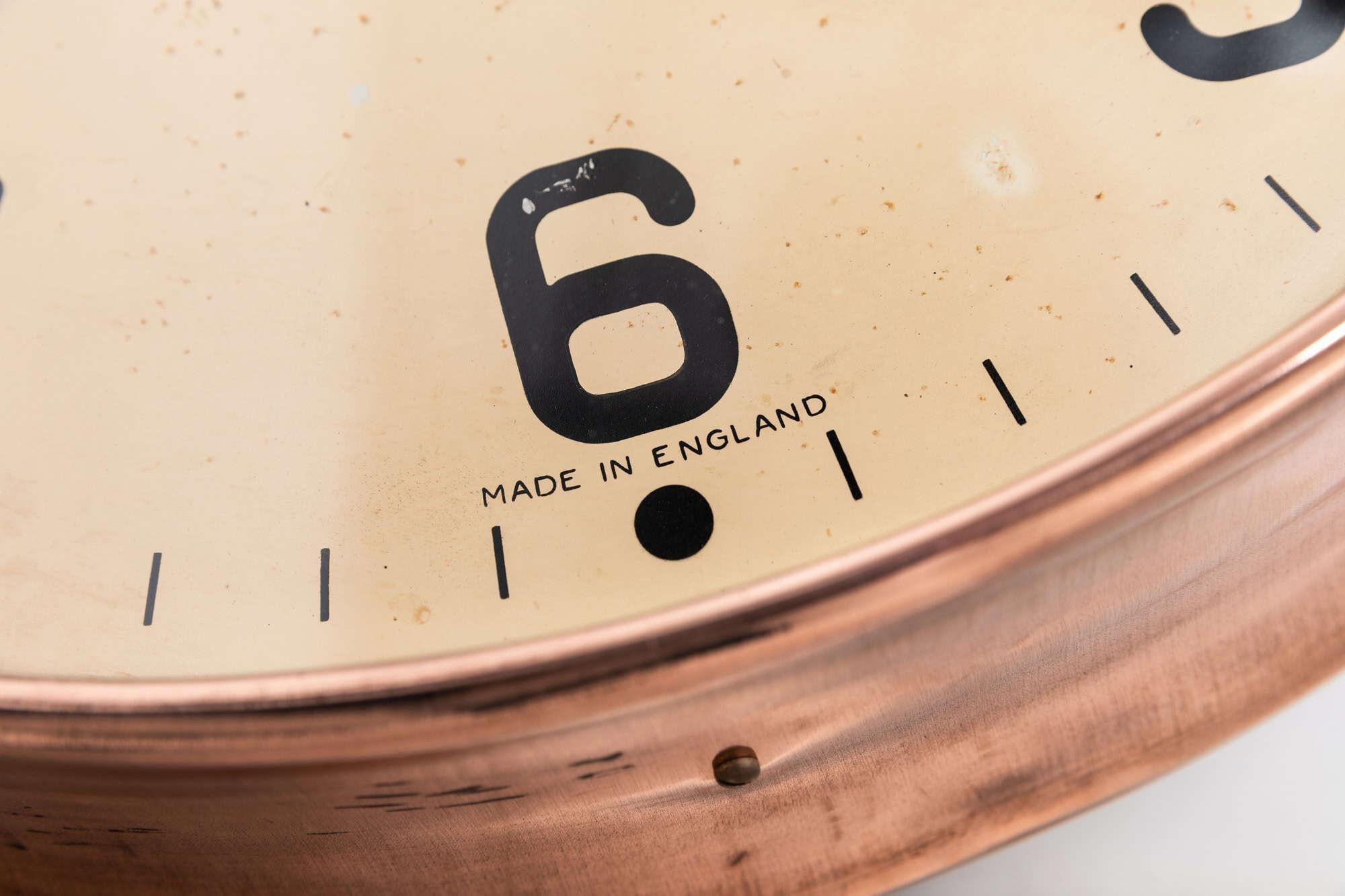 Pressed Vintage Industrial Copper Gents of Leicester Factory Railway Wall Clock c.1930 For Sale