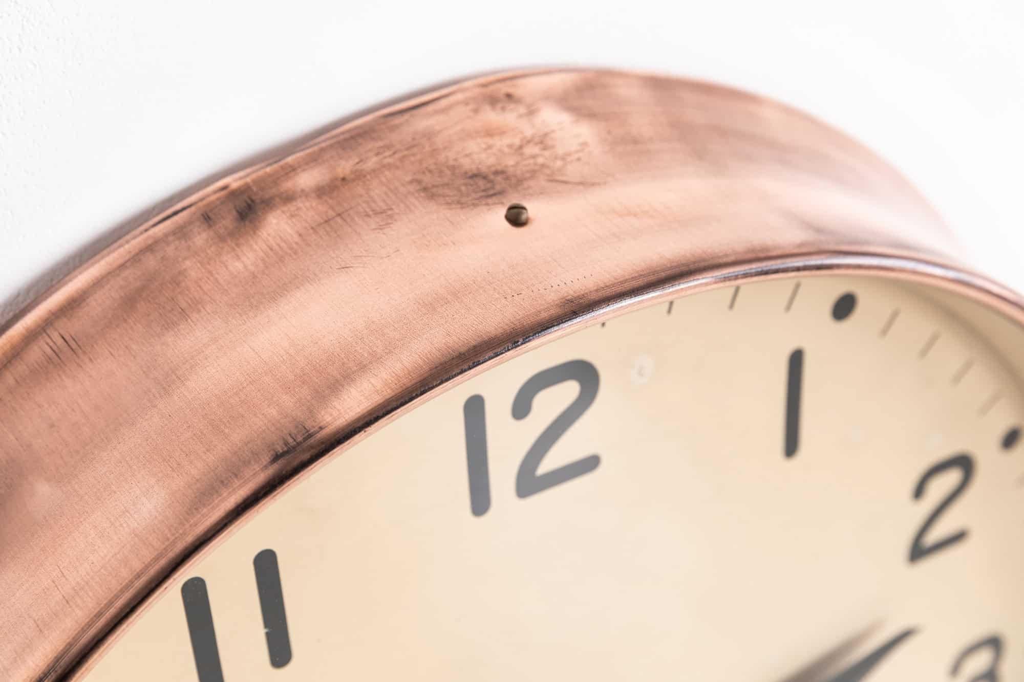 Vintage Industrial Copper Gents of Leicester Factory Railway Wall Clock c.1930 For Sale 2