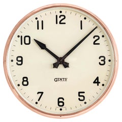 Orologio da parete industriale d'epoca in rame Gents of Leicester Railway c.1930