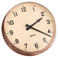 Vintage Industrial Copper Gents of Leicester Factory Railway Wall Clock c.1930