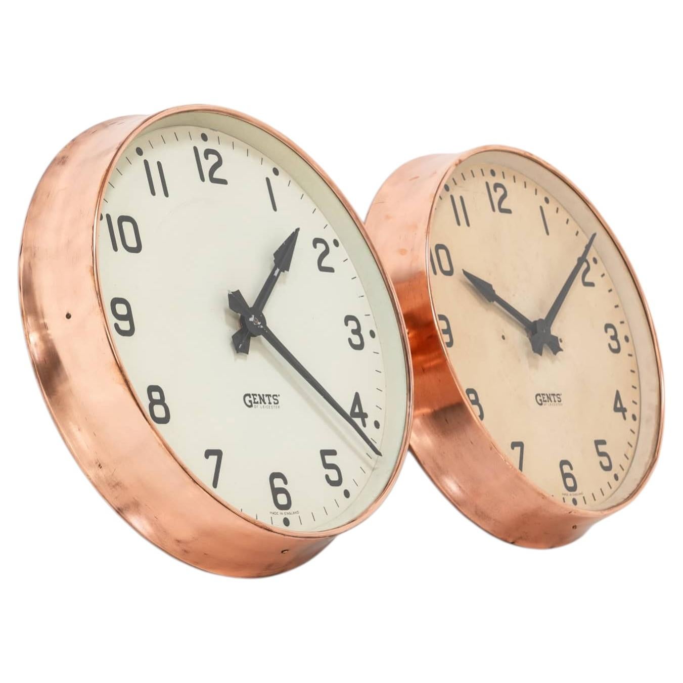 Vintage Industrial Copper Gents of Leicester Factory Railway Wall Clock c.1930