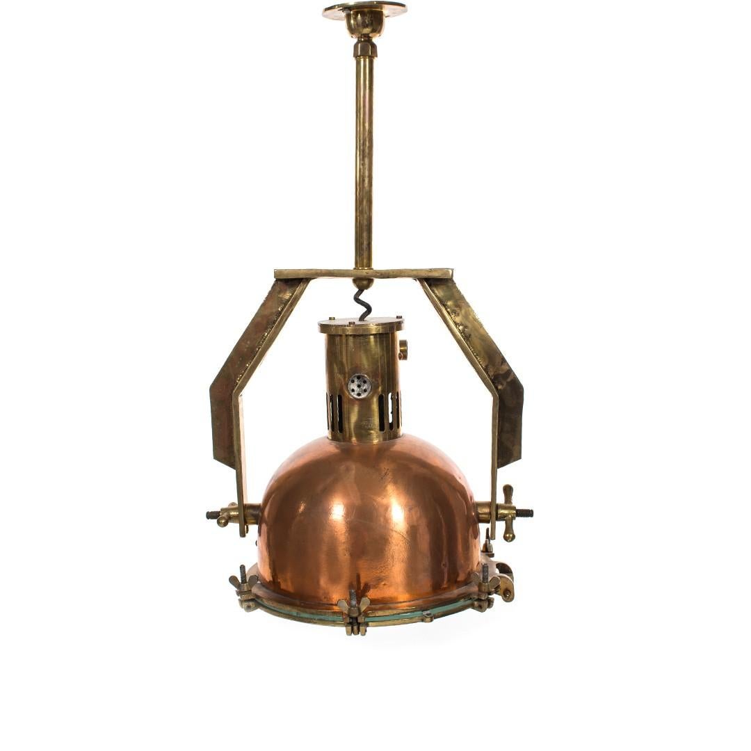 Vintage Industrial Copper Heat Pendant Light In Good Condition In New York, NY