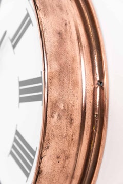 Reloj de pared vintage industrial de cobre de cuerda automática de la compañía ferroviaria c.1920