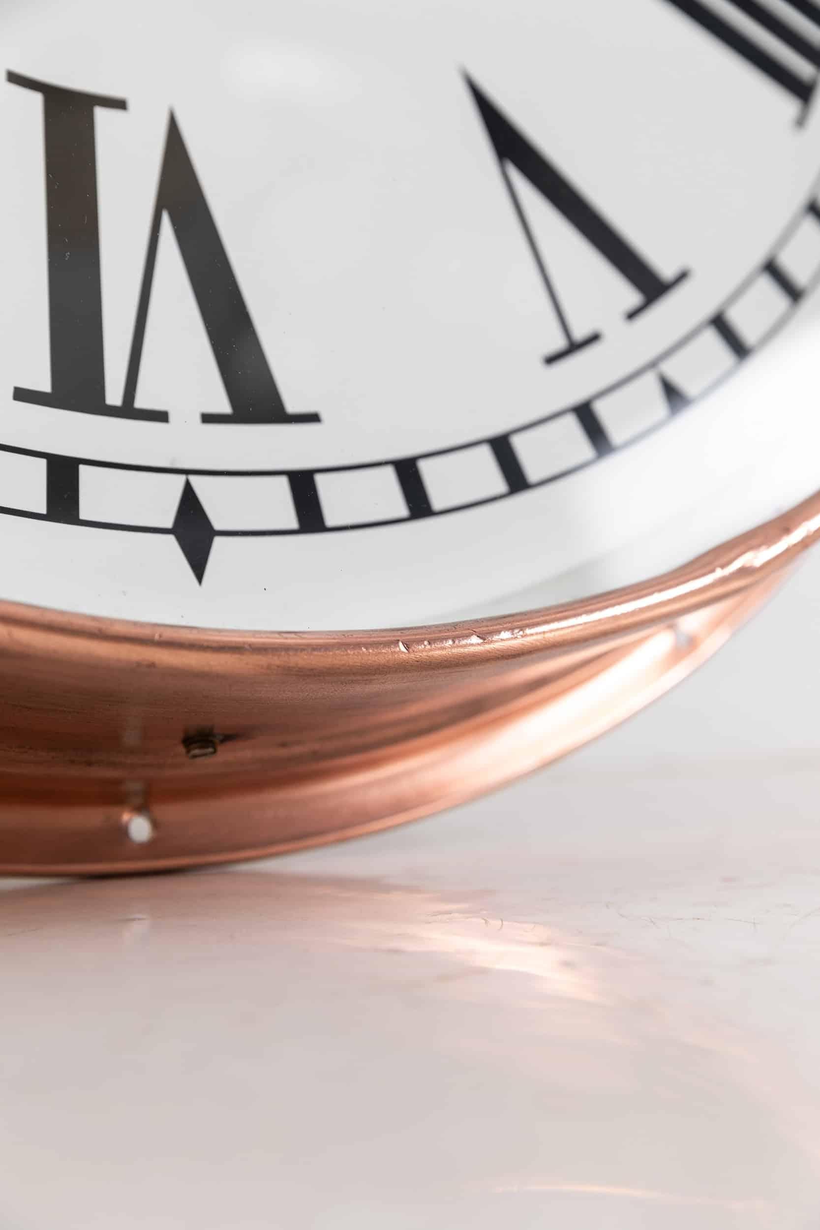 20th Century Vintage Industrial Copper Self Winding Clock Company Railway Wall Clock c.1920