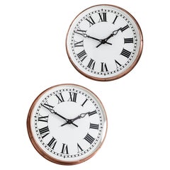Antique Industrial Copper Self Winding Clock Company Railway Wall Clock c.1920