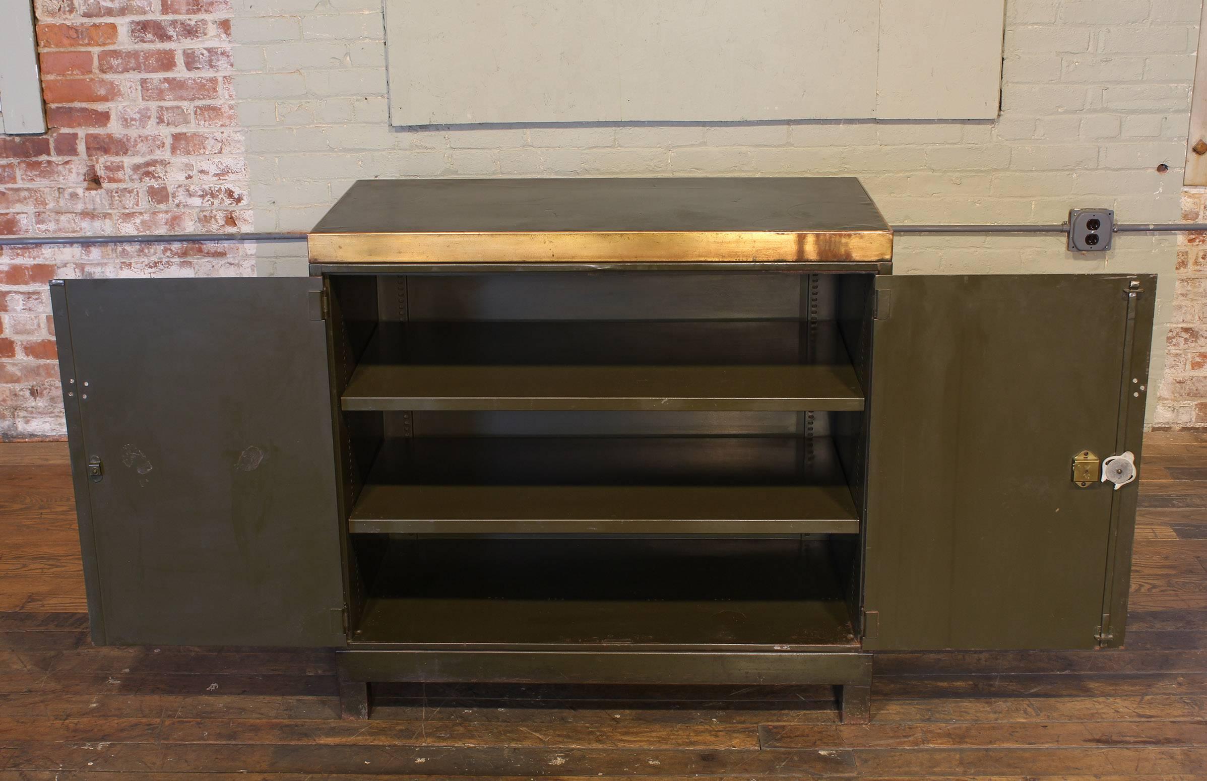 Vintage Industrial Copper Top Metal Storage Cabinet 9