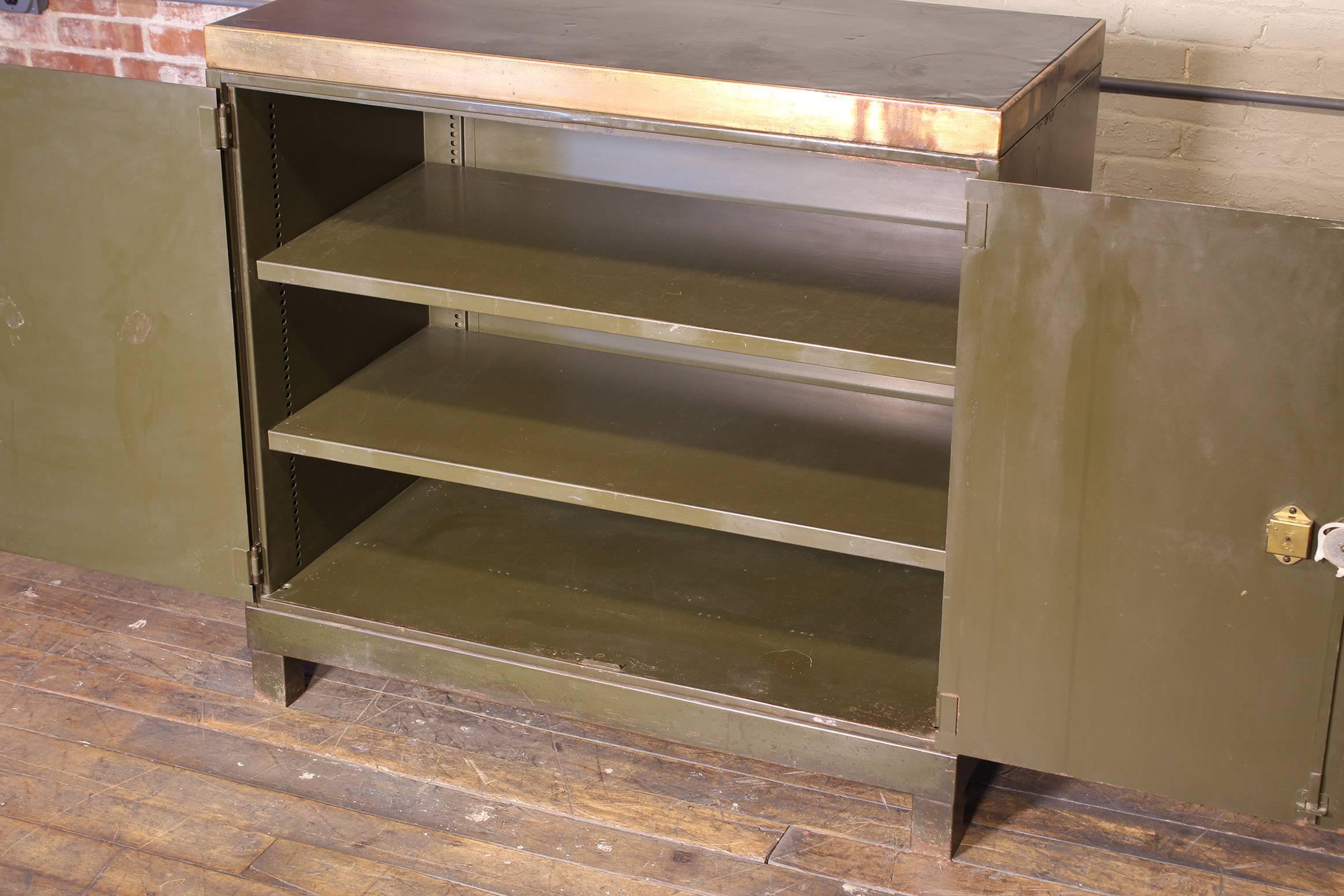 Vintage Industrial Copper Top Metal Storage Cabinet 10