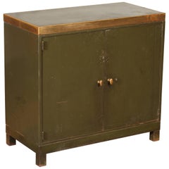 Vintage Industrial Copper Top Metal Storage Cabinet