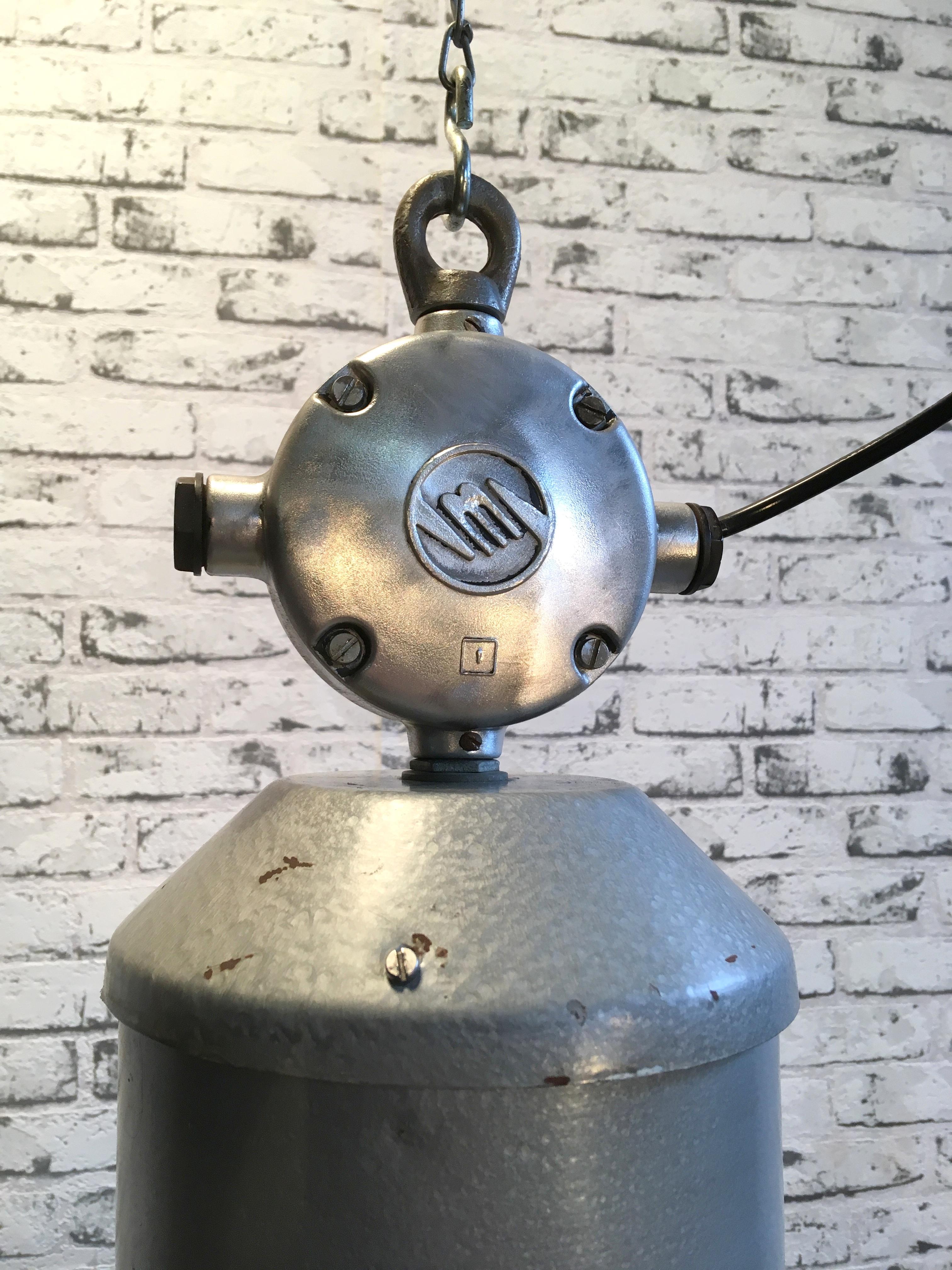 Enameled Vintage Industrial Dark Grey Enamel Pendant Lamp